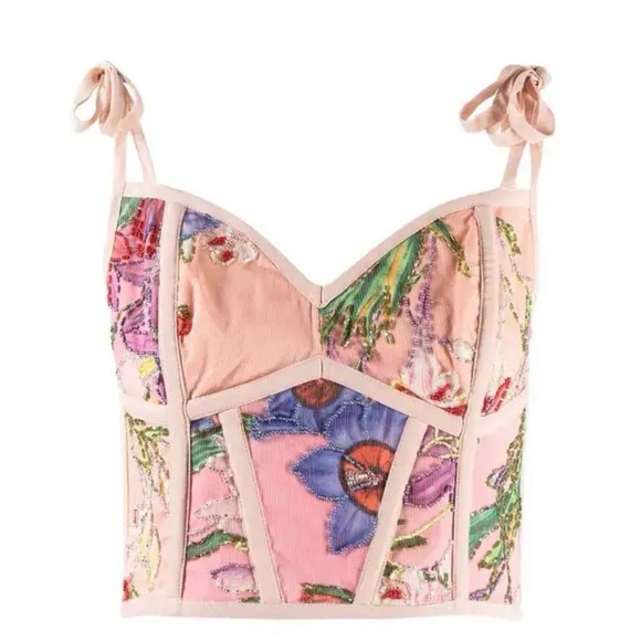 PatBO Tops - PatBO Iris Beaded Pink Ombre Top